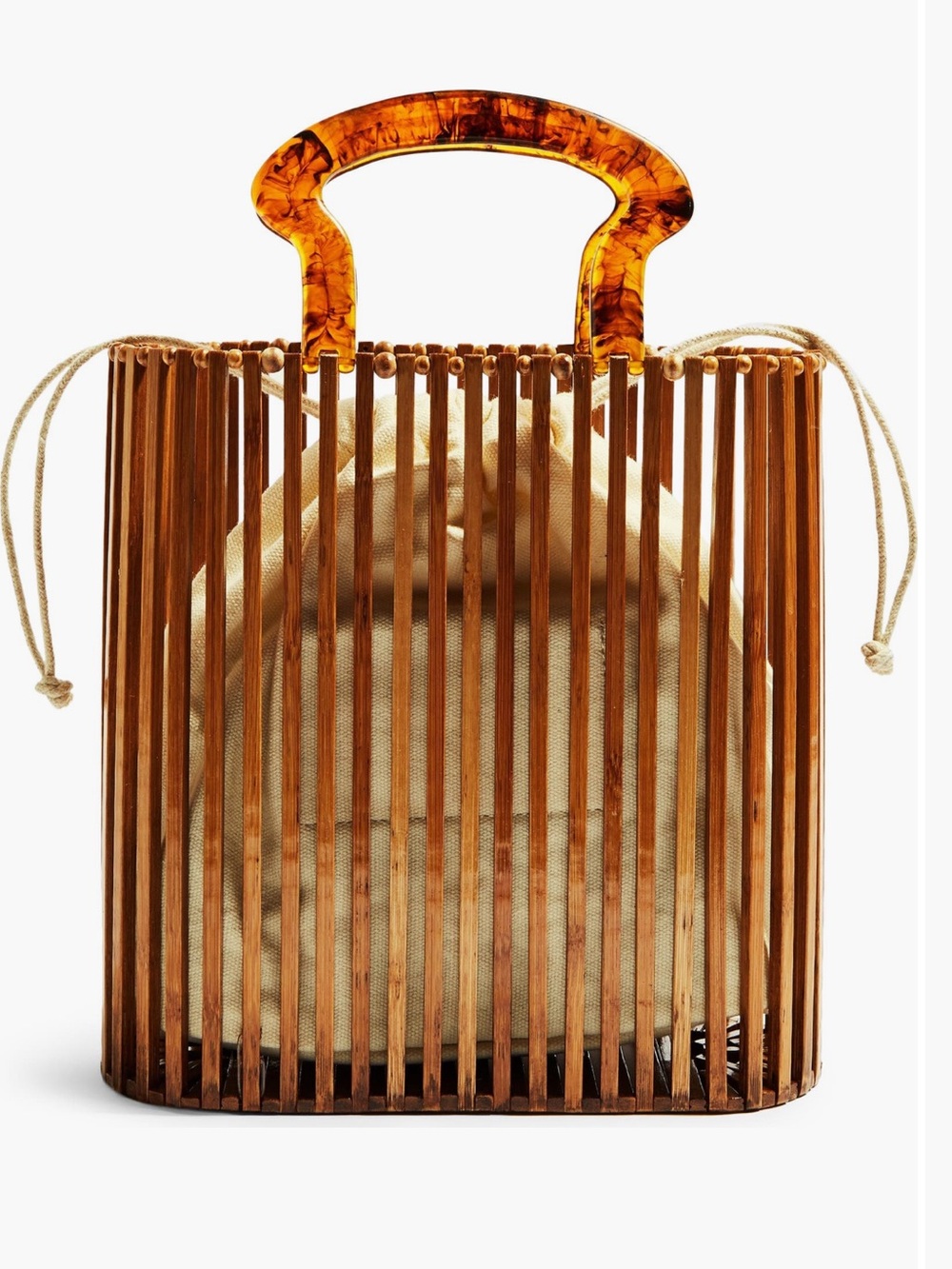 Topshop Flint wooden amber Tortoiseshell-Handle Wooden Slat Tote bag